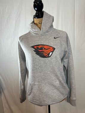 Nike Gray Pullover Hoodie with Orange & Black Oregon State Logo size L youth